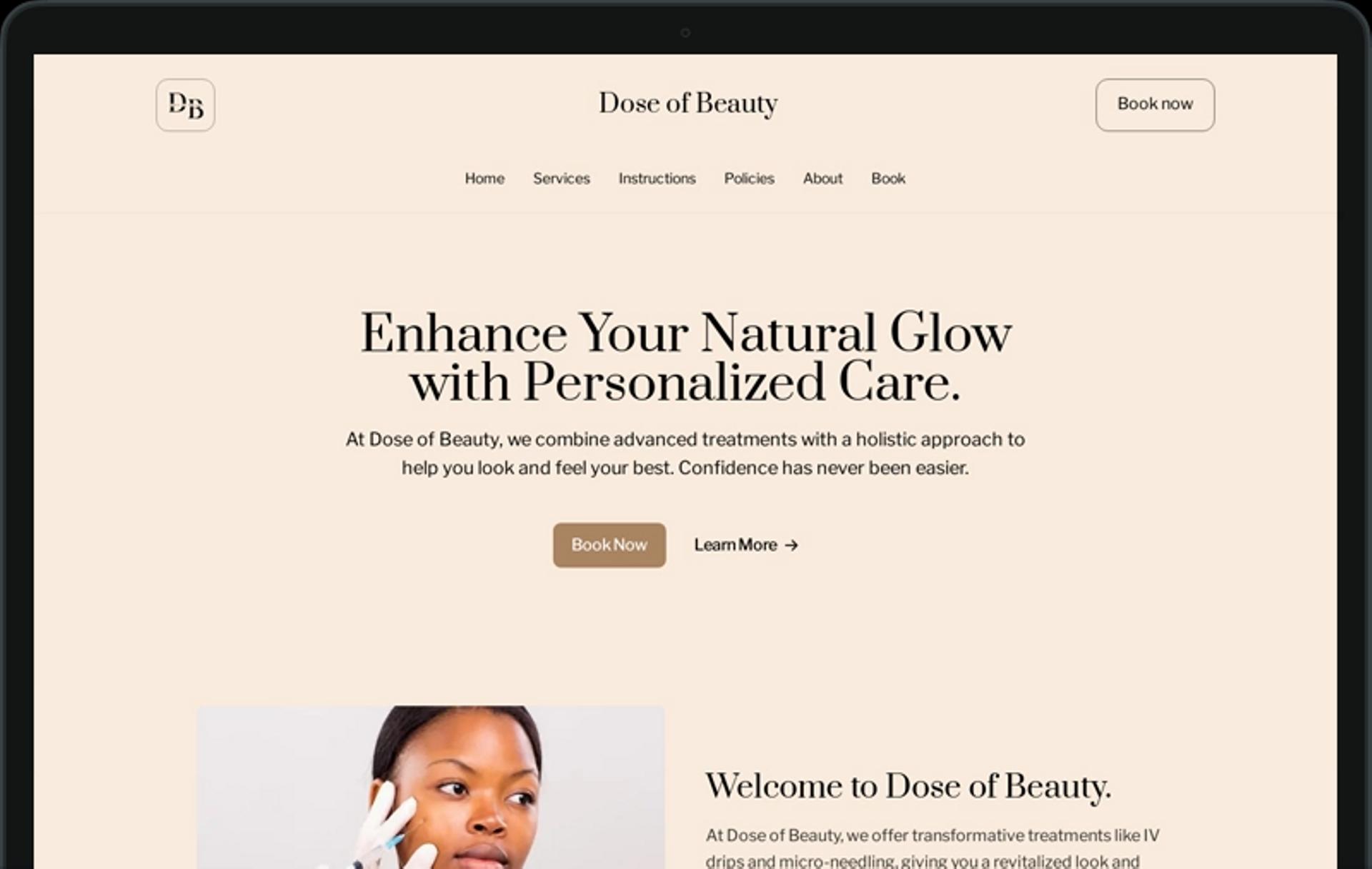 Elegant Website for Beauty and Wellness Services